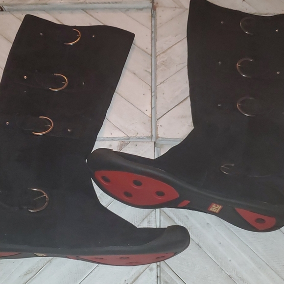 B. C Footware S. 10 Black Suede Knee High Boots - Picture 2 of 8